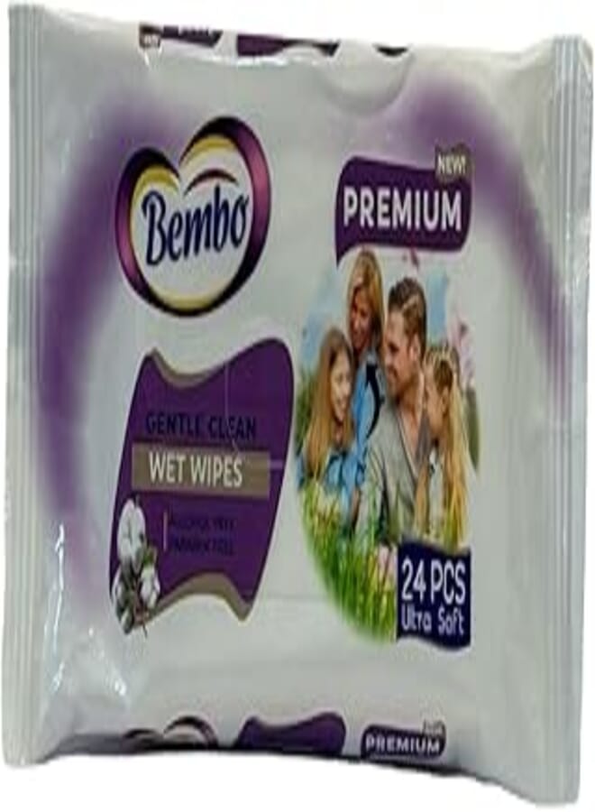 Bembo Preium Wet Baby wipes - Paraben Free -Purple -24PCS ULTRA SOFT