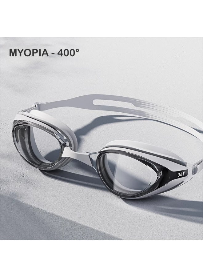 Brand Myopia Swimming Goggles Women Men Small Frame Pool Optical Glasses HD Anti Fog Eyewear Swimming Equipm Diopter -2.0~-6.0-Color:White-Diopter -4.0