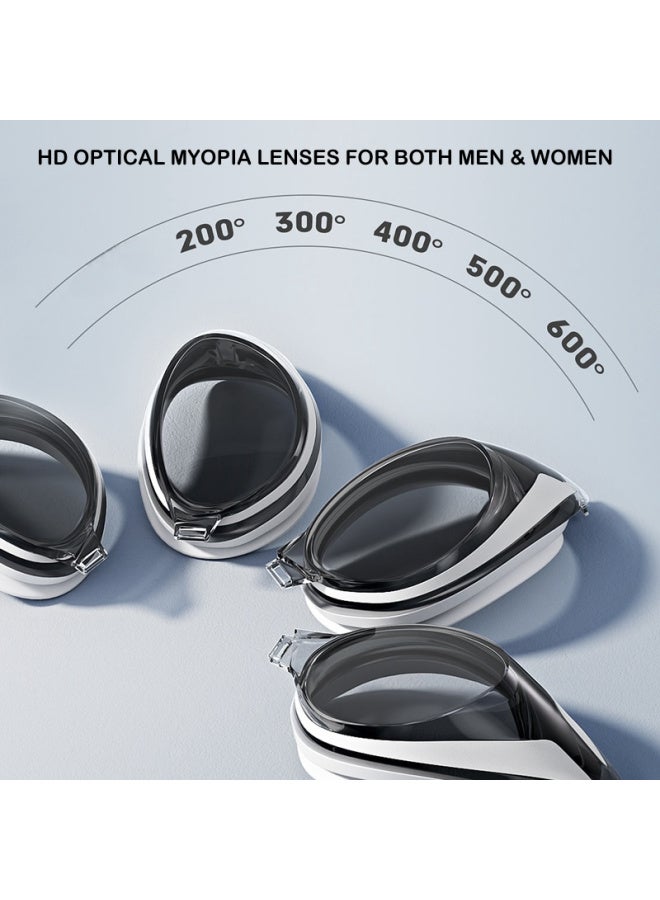Brand Myopia Swimming Goggles Women Men Small Frame Pool Optical Glasses HD Anti Fog Eyewear Swimming Equipm Diopter -2.0~-6.0-Color:White-Diopter -4.0