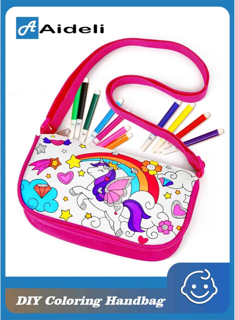 أديلي حقيبة تلوين DIY مع 12 قلم ألوان، حقيبة جرافيتي للأشغال اليدوية والفنون، هدية إبداعية للبنات - Image 2