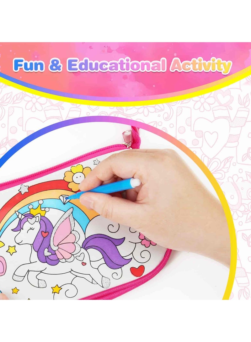 أديلي حقيبة تلوين DIY مع 12 قلم ألوان، حقيبة جرافيتي للأشغال اليدوية والفنون، هدية إبداعية للبنات - Image 5