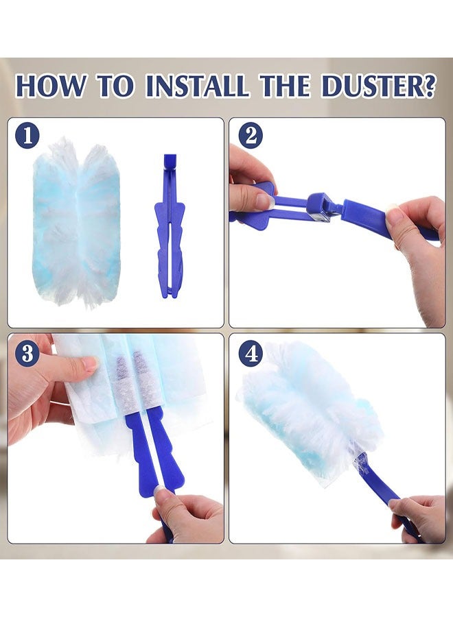 Duster Refills, 20 Pcs Microfiber Duster Refills Heavy Duty Static Dust Removal Brush with 1 Handles for Blinds Fans Furniture Multi-Surface Dusting  - Image 3