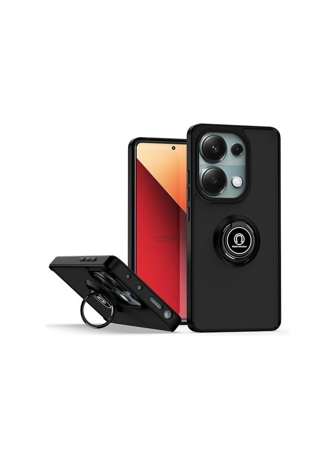 Generic Xiaomi Redmi 13C 4G / Redmi 13C 5G Case, Magnetic Ring Armour Phone Cover with Kickstand, Frosted Matte Case, Lightweight Military Grade Shock Absorption Case For Redmi 13C 4G / Redmi 13C 5G (Black) 