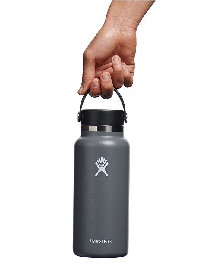 هايدرو فلاسك زجاجة مياه قابلة لإعادة الاستخدام من الفولاذ المقاوم للصدأ ذات فتحة واسعة مع غطاء مرن - معزولة بالفراغ، آمنة للاستخدام في غسالة الأطباق، وغير سامة - Image 2