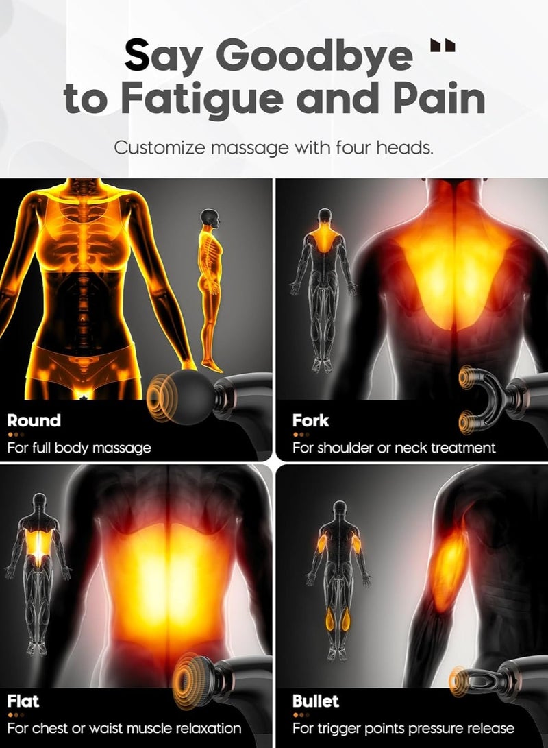 general Massage Gun with Upgraded Extension Handle, 16MM Massage Gun Deep Tissue, Back Massager, Muscles/Neck/Shoulders/Waist/Legs Massager Portable for Pain Relief, 4 Massage Heads and 5 Speed Levels - Image 5