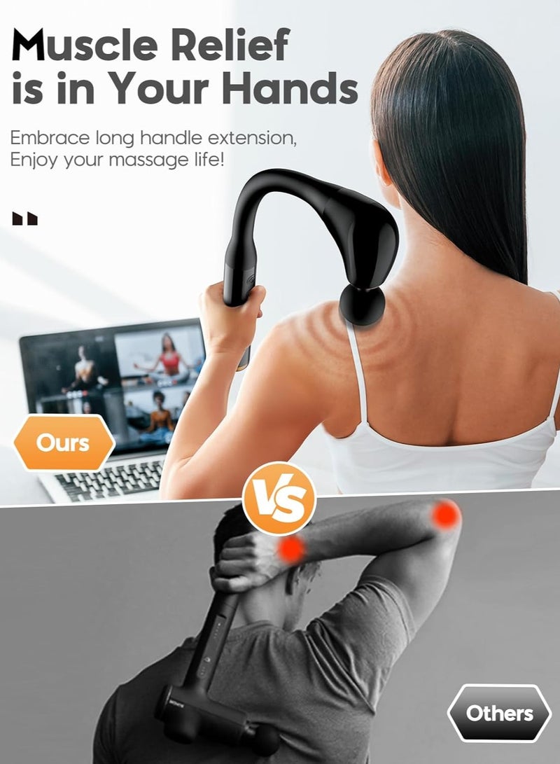 general Massage Gun with Upgraded Extension Handle, 16MM Massage Gun Deep Tissue, Back Massager, Muscles/Neck/Shoulders/Waist/Legs Massager Portable for Pain Relief, 4 Massage Heads and 5 Speed Levels - Image 2