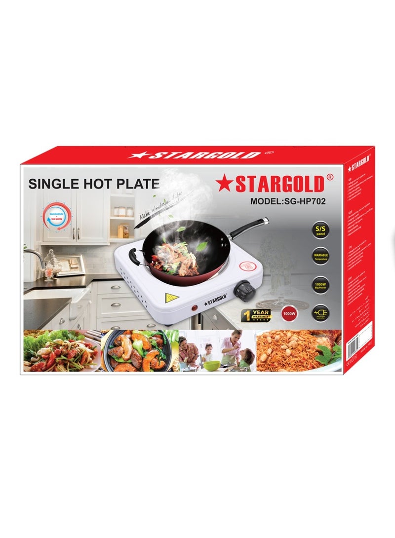 ستارجولد موقد كهربائي، شعلة واحدة 1000 واط، ستانلس ستيل، تحكم متغير في درجة الحرارة - Image 2