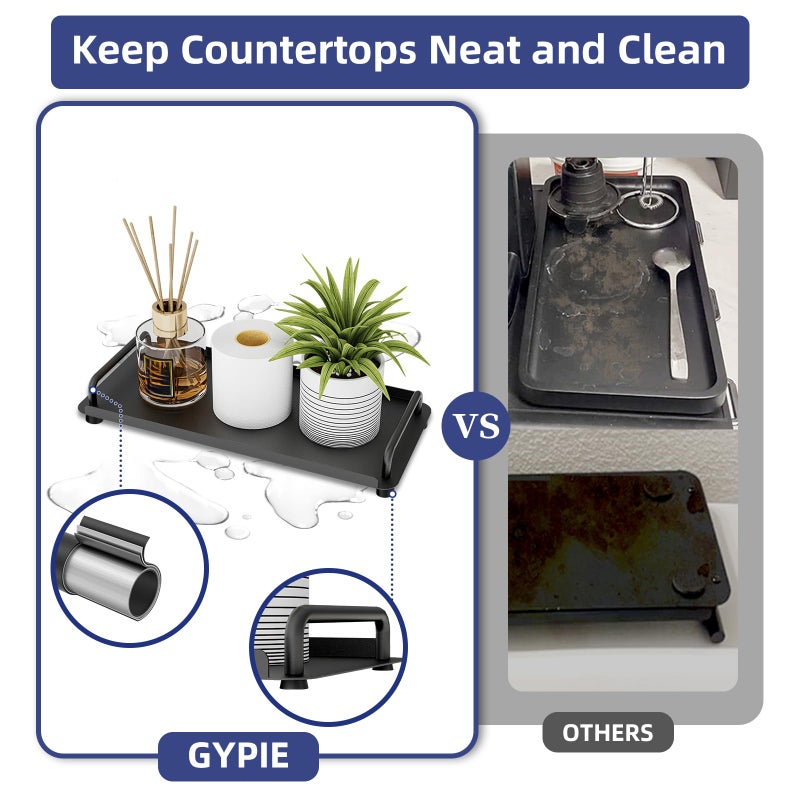 Gypie Toilet Paper Basket, Tank Tray with Handle, Bathroom Counter Storage Tray for Kitchen (Black) - Image 3