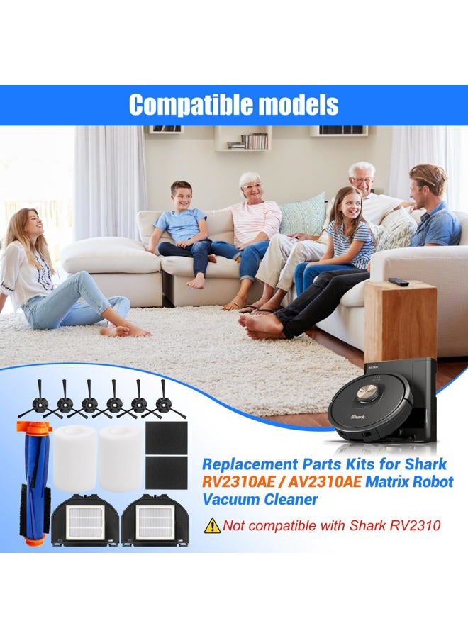Detetap Replacement Parts Kits for Shark RV2310AE / AV2310AE Matrix Robot Vacuum Cleaner 1 Roller Brush 2 HEPA Filters 4 Foams 6 Side Brushes (NOT for RV2310) -Pack of 13 - Image 2
