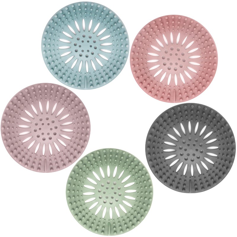 Gotega Bathroom Sink Drain Strainers Hair Catcher Shower Drain Covers Protector Flexible TPR Material Multiple Colors for Bathroom Tub Shower and Sink Hair Trap Garbage Disposal Parts 5 Pack