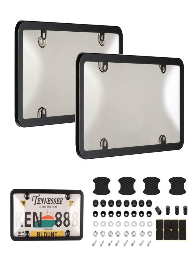 Tzuoen License Plate Cover & Frames, 2 Pack Clear License Plate Protector, ABS Car Front/Rear License Plate Frame with Screws Caps, Fit Any Standard US Plates - Image 1