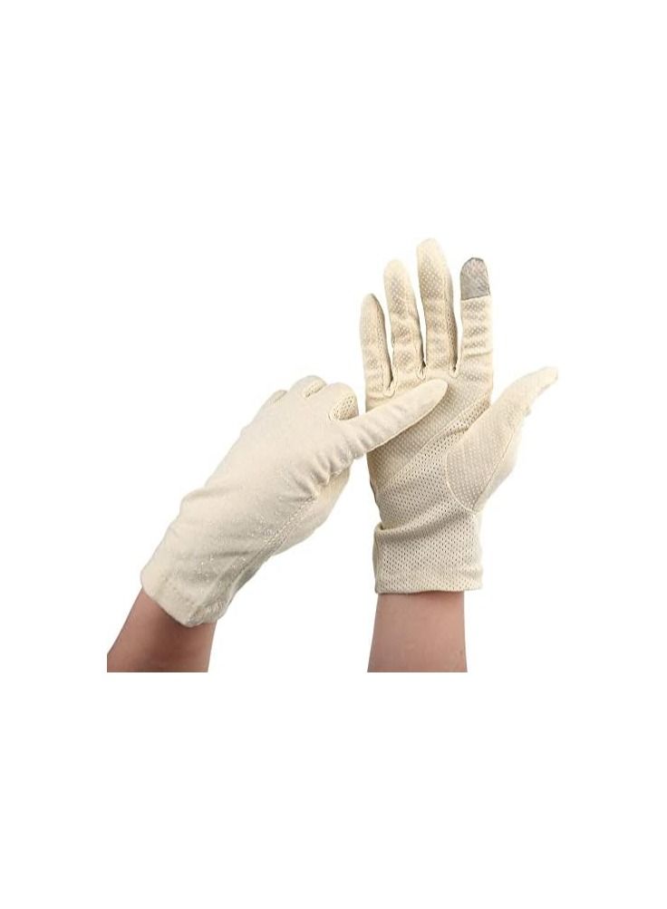 Inder Aeromdale Women Floral Print Gloves Ultra Thin Non-Slip Breathable Mesh UV Protection Solid Color Full Finger Riding Short Mittens  - Image 1