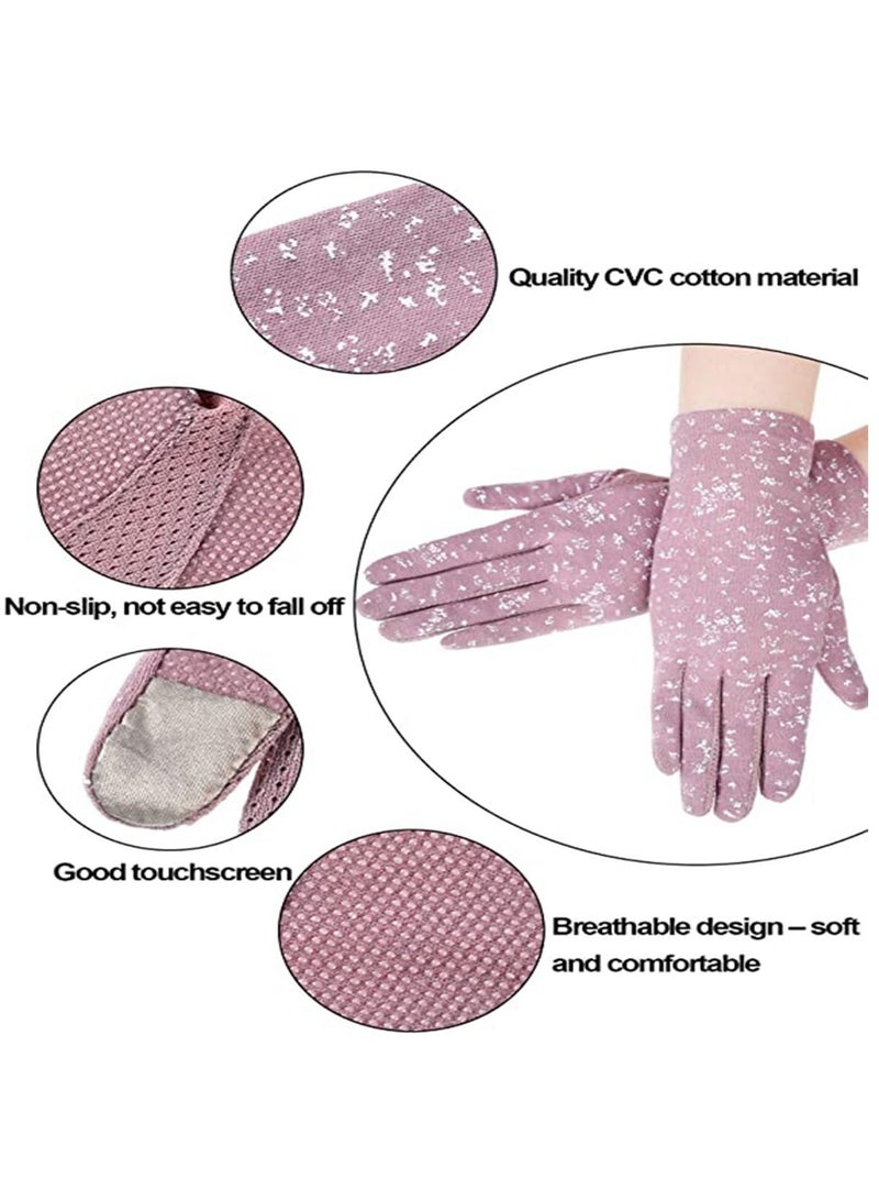Inder Aeromdale Women Floral Print Gloves Ultra Thin Non-Slip Breathable Mesh UV Protection Solid Color Full Finger Riding Short Mittens  - Image 5