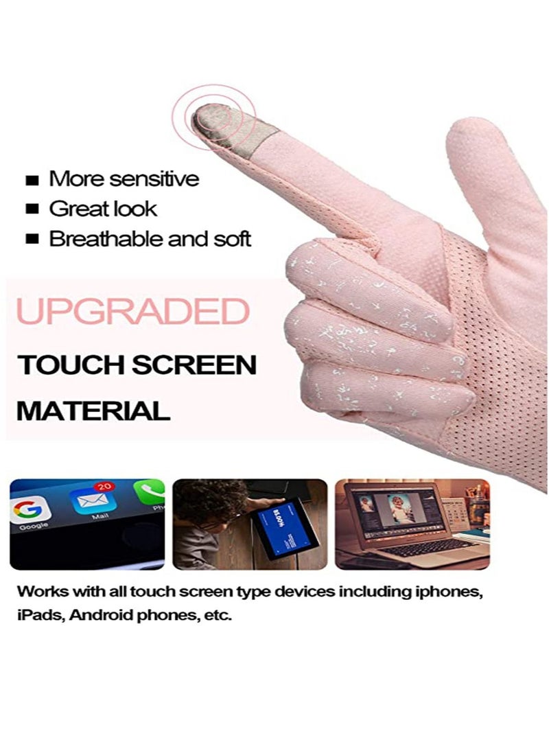 Inder Aeromdale Women Floral Print Gloves Ultra Thin Non-Slip Breathable Mesh UV Protection Solid Color Full Finger Riding Short Mittens  - Image 3