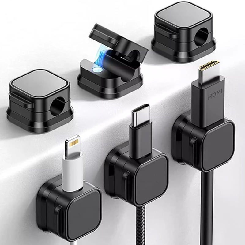 Evona 6 Pack Magnetic Cable Clip Organizer Cord Holder Adhesive Cable Management Wire Holder Keeper Organizer for Car Office Home Desktop Wall Night Table Phone Charger Wire Holder - Image 1