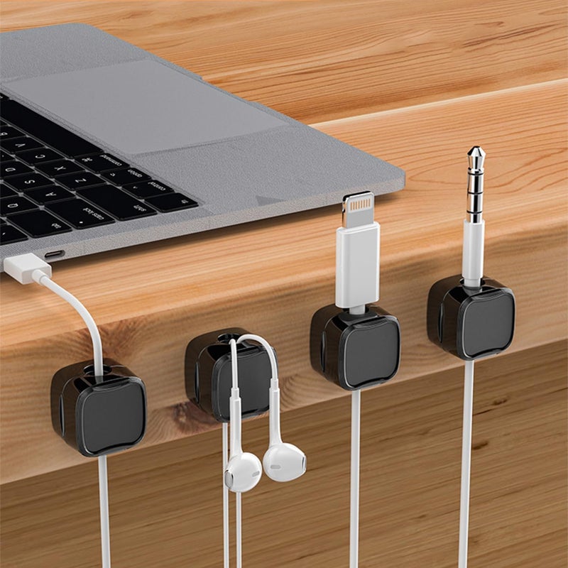 Evona 6 Pack Magnetic Cable Clip Organizer Cord Holder Adhesive Cable Management Wire Holder Keeper Organizer for Car Office Home Desktop Wall Night Table Phone Charger Wire Holder - Image 5