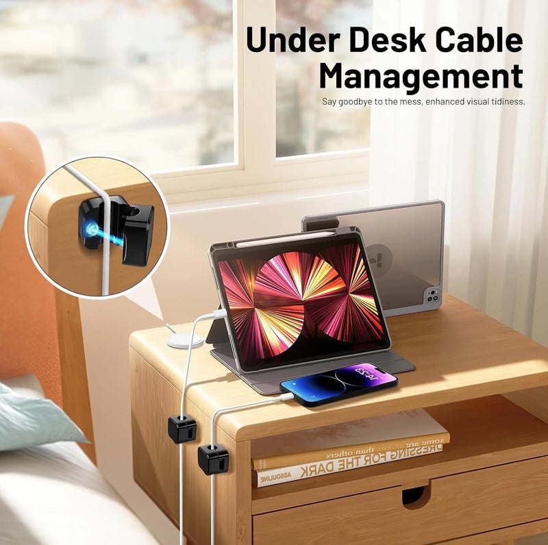 Evona 6 Pack Magnetic Cable Clip Organizer Cord Holder Adhesive Cable Management Wire Holder Keeper Organizer for Car Office Home Desktop Wall Night Table Phone Charger Wire Holder - Image 4