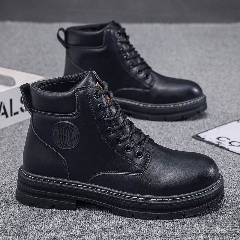 Autumn New Breathable High-top Martin Boots Men's British Style Vintage Workwear Shoes Boots Thick Sole Short Boots Casual Shoes - Image 1