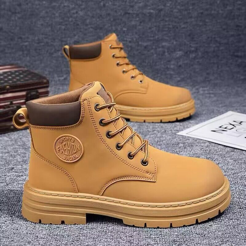 Autumn New Breathable High-top Martin Boots Men's British Style Vintage Workwear Shoes Boots Thick Sole Short Boots Casual Shoes - Image 2