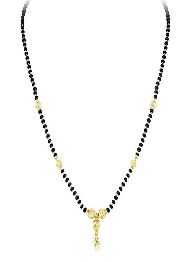 MONEV Traditional Gold Plated Mangalsutra Necklace with Black Beads for Women - Image 1