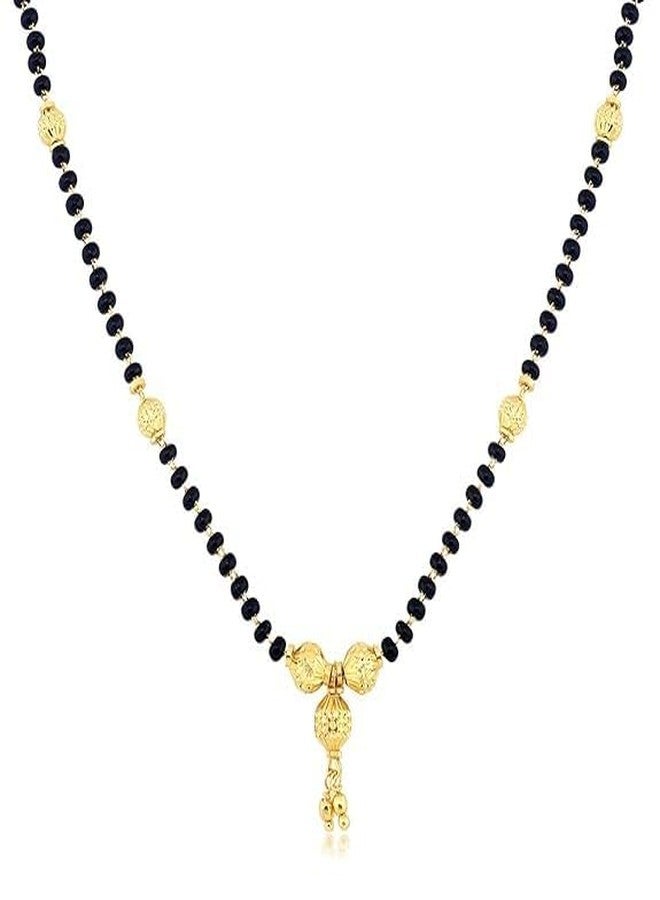 MONEV Traditional Gold Plated Mangalsutra Necklace with Black Beads for Women - Image 2