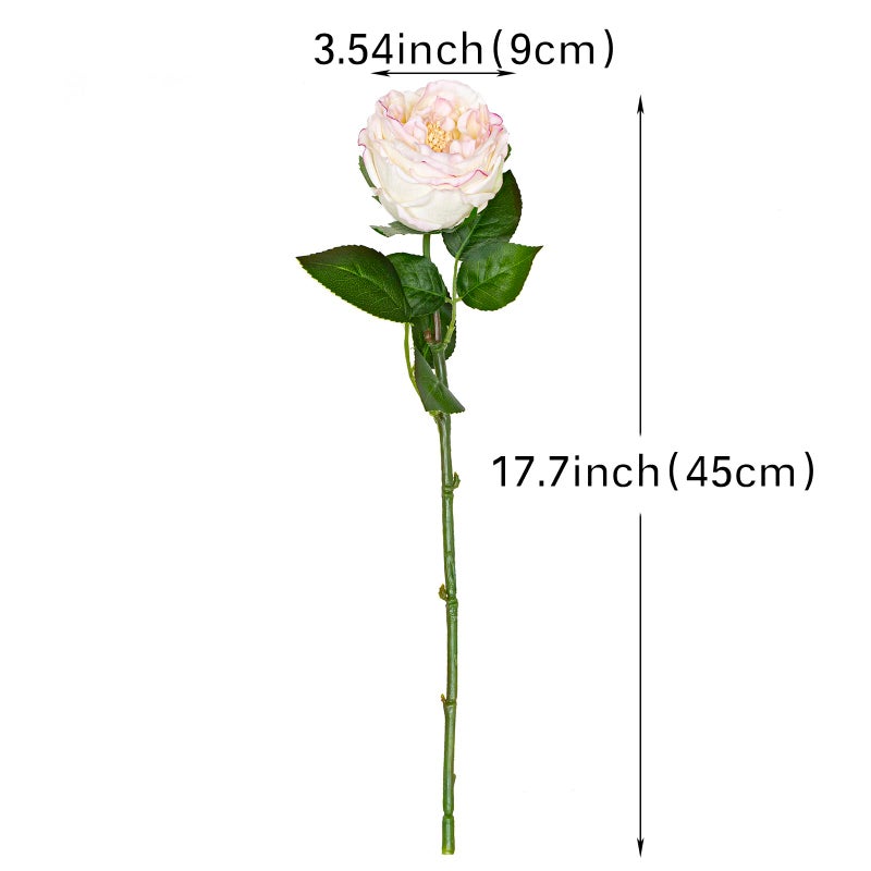 DUYONE Light Pink 4pcs Fake Flowers for Decoration Home Decor Artificial Flowers Austin Rose Peony Latex Fake Flower Living Room Decoration Vivid Pink Roses Peonies(Pink Edge 4pcs) - Image 2