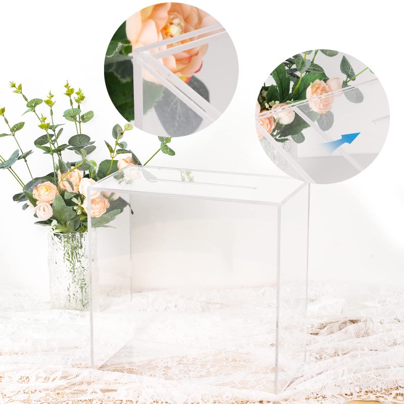 Hxezoc Clear Acrylic Wedding Card Box Large DIY Card Boxes with 4 "Card Text Stickers Gift Money Box Holder for Wedding Reception Anniversary Birthday Party Baby Shower Graduation Decorations - Image 5