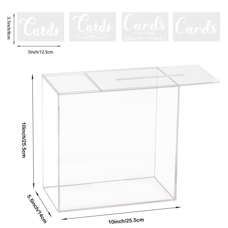 Hxezoc Clear Acrylic Wedding Card Box Large DIY Card Boxes with 4 "Card Text Stickers Gift Money Box Holder for Wedding Reception Anniversary Birthday Party Baby Shower Graduation Decorations - Image 4