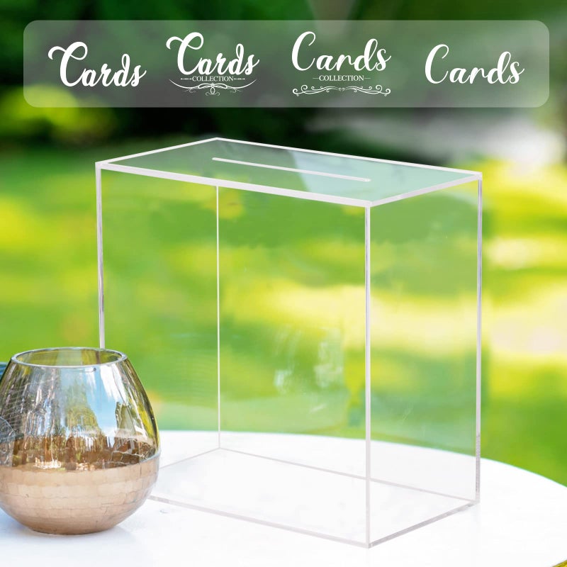 Hxezoc Clear Acrylic Wedding Card Box Large DIY Card Boxes with 4 "Card Text Stickers Gift Money Box Holder for Wedding Reception Anniversary Birthday Party Baby Shower Graduation Decorations - Image 2