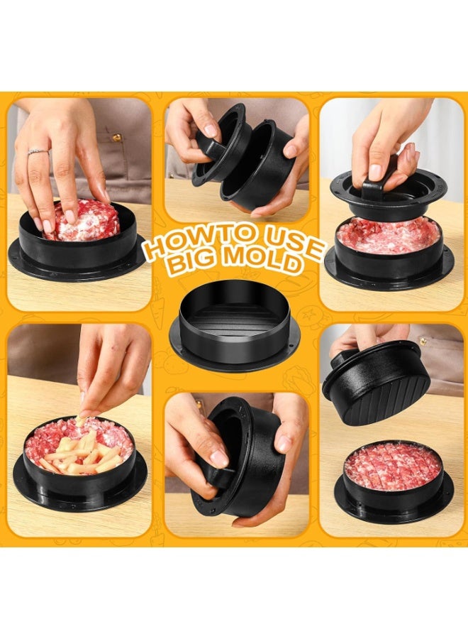 EHOME Burger Press, Hamburger Press Patty Maker, 4 in 1 Non Stick Patty Mold for Stuffed Burgers, Sliders, Veggie Beef Burger, Kitchen Barbecue Tool Grilling Accessories - Image 4