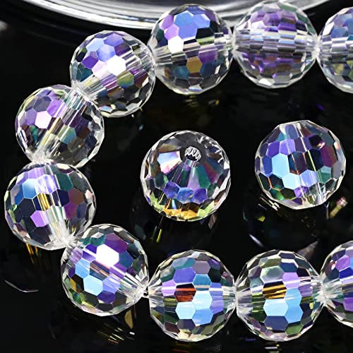 Dowarm 10MM Round Crystal Beads for Jewelry Making, Crystal Paradise Faceted Crystal Glass Beads for Crafts Bracelet Wind Chimes Suncatcher, #5003 Rondelle Spacer Beads, Loose Gemstones, 50PCS - Image 1