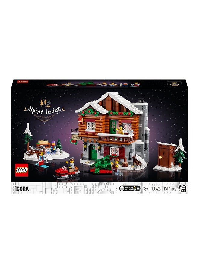 LEGO - LEGO Icons Alpine Lodge, Model House Kit, Festive Family Activity Featuring a Buildable Winter Cabin with 5 Minifigures and 2 Animal Figures, Home Decoration, Gift Idea for Adults, Women, Men 10325 - Image 1