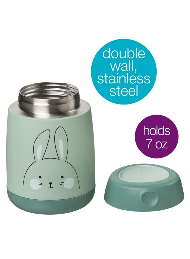 b.box b.box Insulated Food Jar Mini | Small Snack Container for Babies and Kids | Double Wall Stainless Steel | Keeps Food Cold for 6hrs, Warm for 4hrs | (Bunny Green, 7 oz) - Image 2