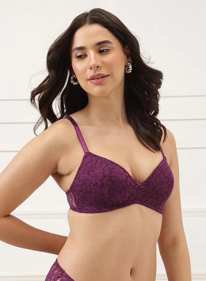 Clovia Unicup Padded Non-Wired Bra - Lace