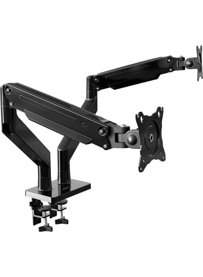 Dual Monitor Desk Mount for 22–32 Inch Screens, Gas Spring Adjustable Monitor Arm with Clamp Base and VESA 75x75 & 100x100 - Image 1