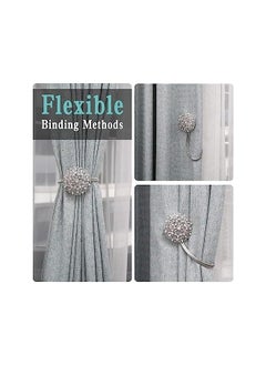 The Bros Crystal Flower Magnetic Curtain Tiebacks, 2 Pack Window Curtain Decorative No Drilling Drapery Holdbacks Flower Curtain Buckle with High-elastic Spring Wire for Home Office Decor - Silver  - Image 2