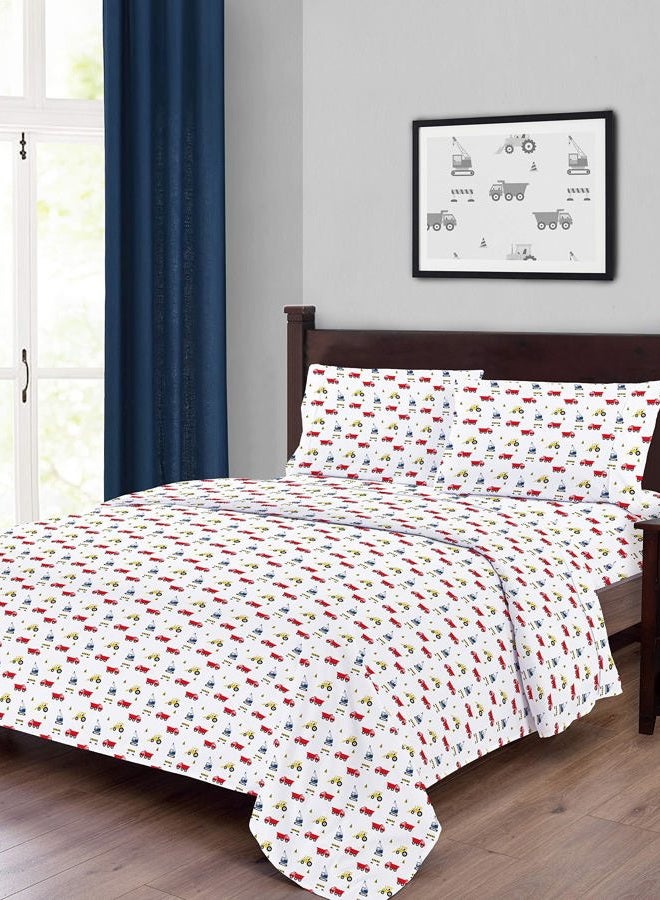 Softan Twin Bed Sheet Set for Kids, 3 PC Construction Printed Brushed Microfiber Kids Bedding Set, 1 Flat Sheet,1 Deep Pocket Fitted Sheet, and 1 Pillow Case, Breathable & Silky Soft Feeling Sheets - Image 4