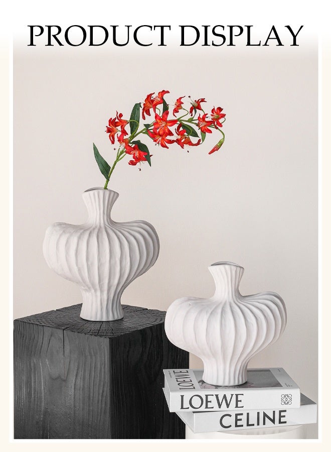 DUNISO Creative Imitation Ceramic Vase Craft Lantern Fruit Shaped Plastic Vase Modern Desktop Decorative Vase Nordic Art Hydroponic Flower Arrangement Vase for Home Office Table Decoration - Image 2