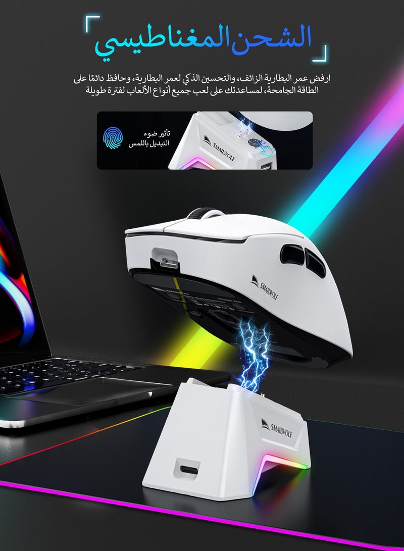 ARCHAEOPTERYX Wireless Mouse, Gaming Mouse, Ergonomic Optical Mouse, Wireless Charging, Wireless Mouse for Laptop, PC, Chromebook, Notebook, Wireless Connected Mouse White  - Image 3