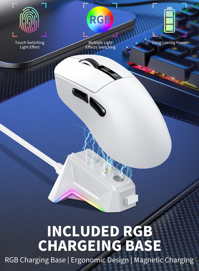 Wireless mouse, gaming mouse, ergonomic optical mouse, wireless charging, with charging dock, wireless mouse for laptops, desktops, Chromebooks, and notebooks, White - Image 3