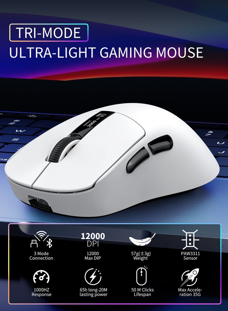 Wireless mouse, gaming mouse, ergonomic optical mouse, wireless charging, with charging dock, wireless mouse for laptops, desktops, Chromebooks, and notebooks, White - Image 2