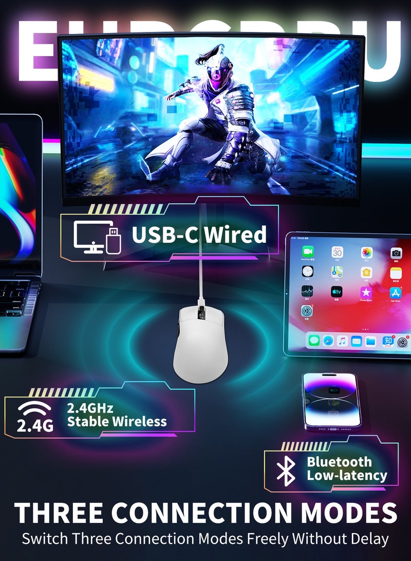 Wireless mouse, gaming mouse, ergonomic optical mouse, wireless charging, with charging dock, wireless mouse for laptops, desktops, Chromebooks, and notebooks, White - Image 5