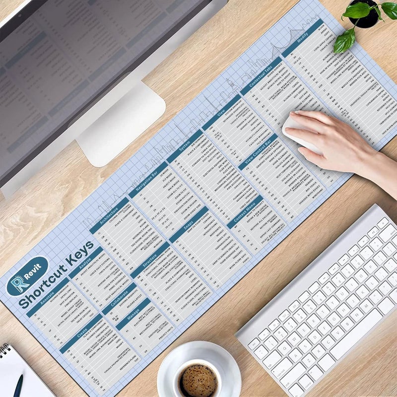 Designfullprint Autodesk Revit Shortcut Keys Mouse Mat, Revit Cheat Sheet Revit Quick Reference Extra Large Mousepad Gift for Architect Office Desk Decor Desk Mat HG - Image 4