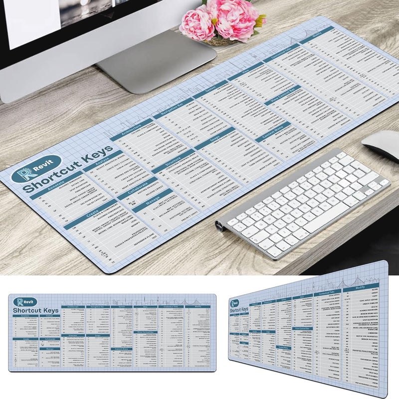 Designfullprint Autodesk Revit Shortcut Keys Mouse Mat, Revit Cheat Sheet Revit Quick Reference Extra Large Mousepad Gift for Architect Office Desk Decor Desk Mat HG - Image 3