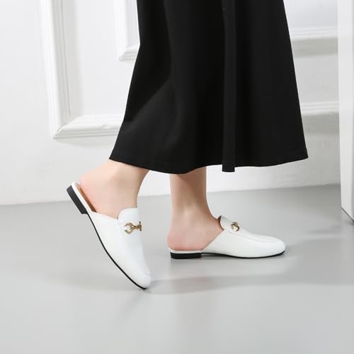Vertundy Women's Mules Loafers Low Heel Flats Leather Slip On Backless Sandals for Girls Lady Work Slides - Image 4