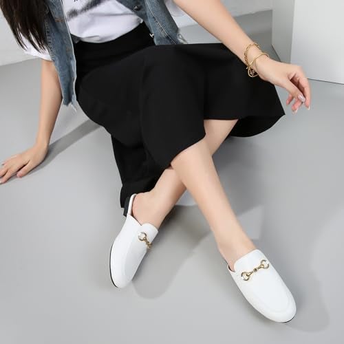 Vertundy Women's Mules Loafers Low Heel Flats Leather Slip On Backless Sandals for Girls Lady Work Slides - Image 5