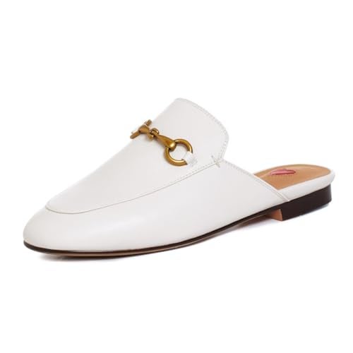 Vertundy Women's Mules Loafers Low Heel Flats Leather Slip On Backless Sandals for Girls Lady Work Slides - Image 1