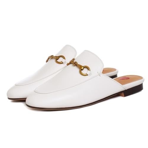 Vertundy Women's Mules Loafers Low Heel Flats Leather Slip On Backless Sandals for Girls Lady Work Slides - Image 2