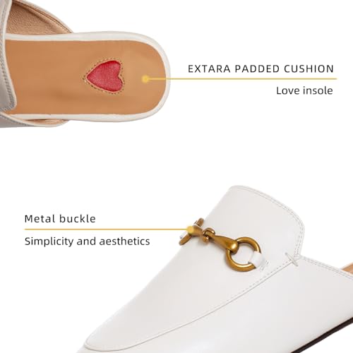 Vertundy Women's Mules Loafers Low Heel Flats Leather Slip On Backless Sandals for Girls Lady Work Slides - Image 3