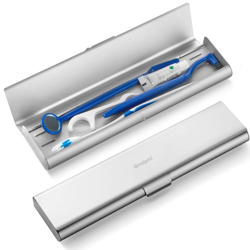 Oralphi Wider Aluminum Toothbrush Travel Case Portable Travel Toothbrush Holder Durable Manual Toothbrush Box Container for Traveling Bathroom Camping Business TripNot for 085oz Toothpaste